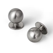 12-Pack 1-9/64 In. 29 Mm Sleek round Satin Nickel Zinc Alloy Ball Cabinet Knob