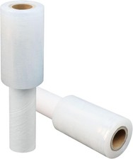 Stretch Film 4"  500 Ft, Shrink Wrap Rolls with Handle, 2 Pack Lightweight Pla