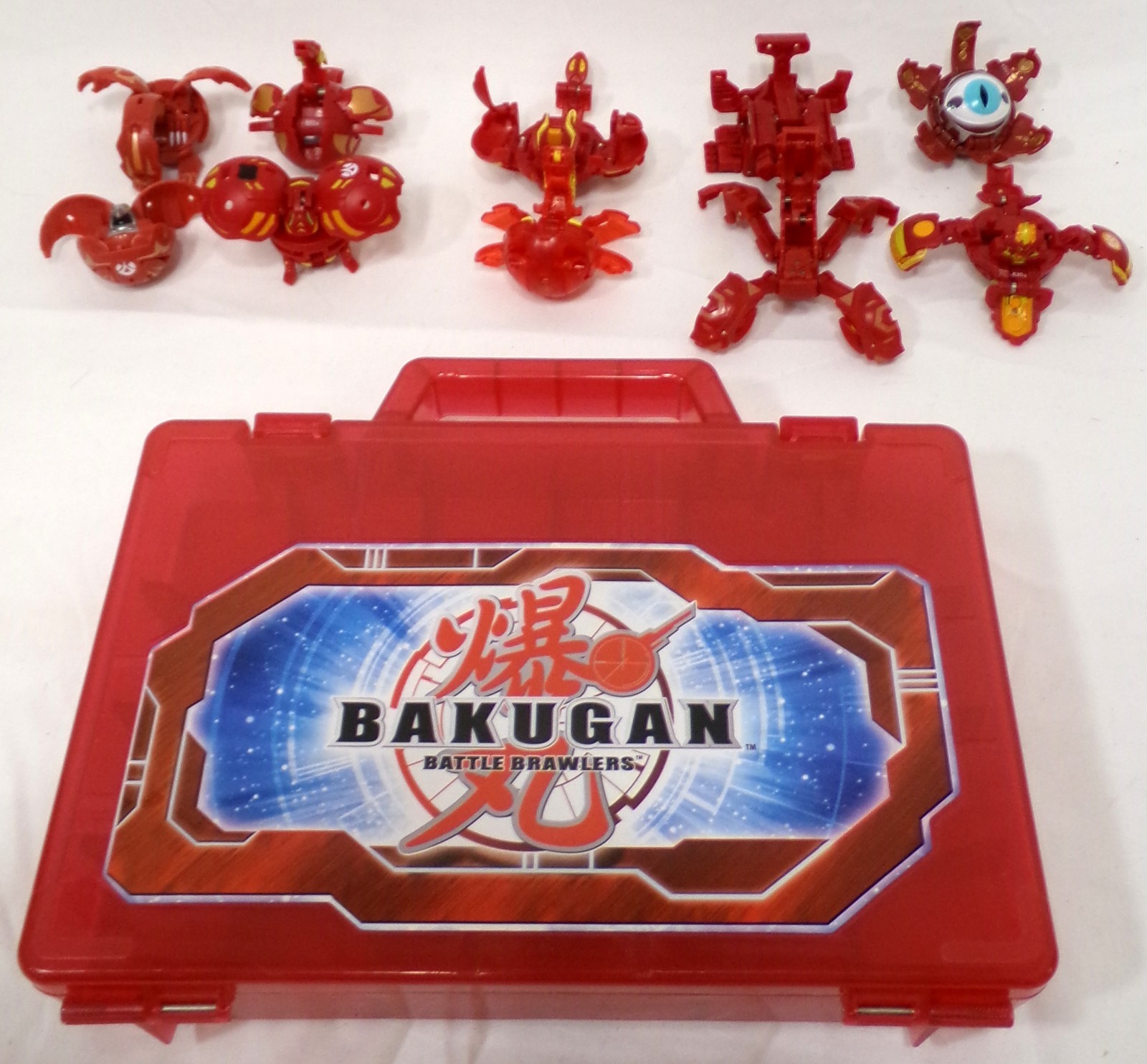 Spin Master Bakugan Pyrus Figure Lot of 10 Bakugan Trap Battle Gear With Case