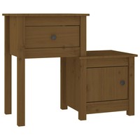 Nachttisch Honigbraun 79,5X38X65,5 Cm Massivholz Kiefer