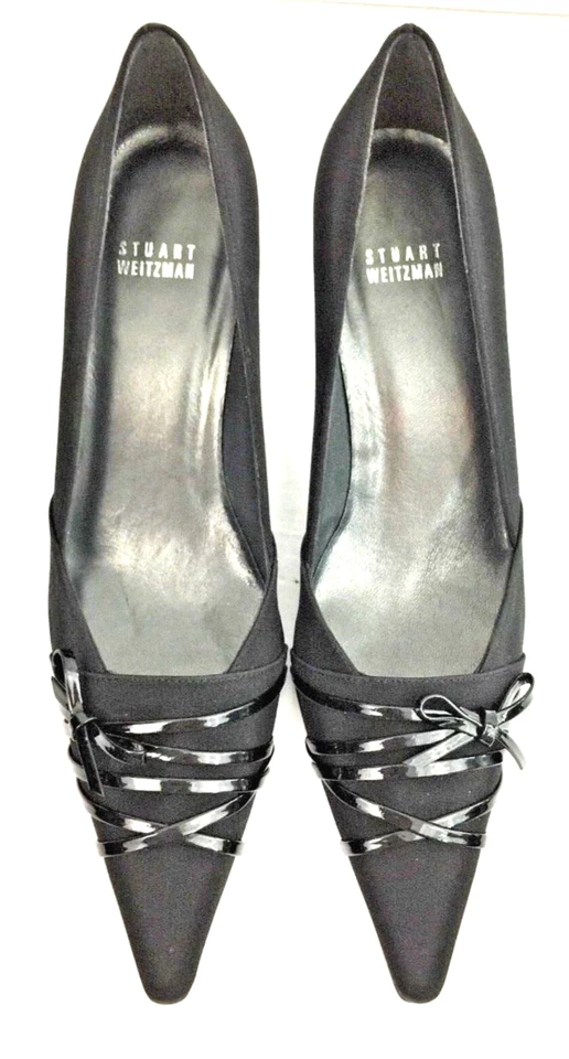 STUART WEITZMAN Women's Black Kitten Heels Shoes Pumps Bow Size 8.5M NEW no Box - Image 2 of 4