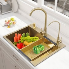 Drop in Gold Kitchen Sink Stainless Steel Sink Gold Single Bowl Kitchen Sink NEW
