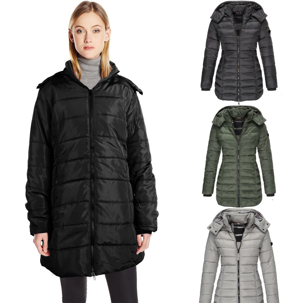 Women's Lightweight Down Puffer Coat Hooded Mid-Length Compact Winter Jacket
