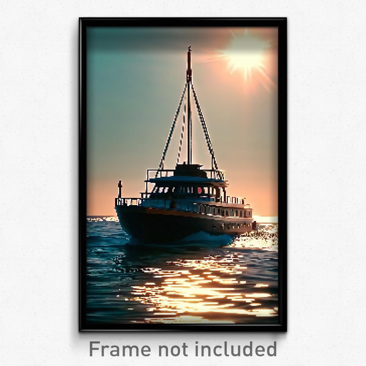 Pixel Art Poster - Tremendous Boat (8 Bit Psychedelic Trippy Video Game Print)