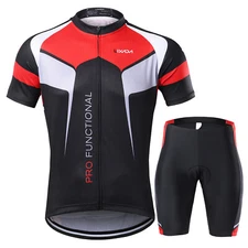 Lixada Men's Cycling Jerseys  + Padded Shorts Cycle Clothing Set Riding N3R4