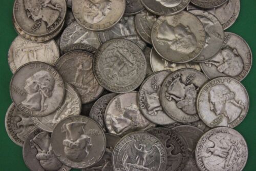 Monete d'argento spazzatura quarti Washington 3 troy once peso moneta  - Foto 1 di 8