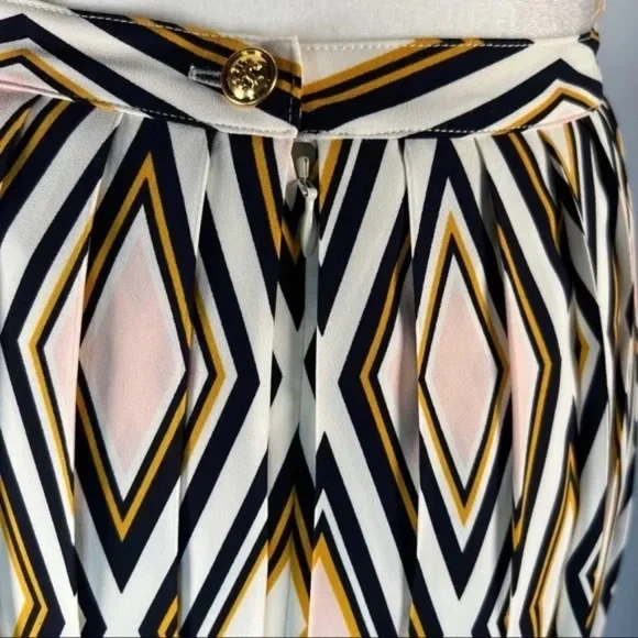 Culottes plisados Tory Burch Faye estampado de diamantes multicolor talla 6 venta al por menor $398 Foto 4 de 4