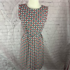 banana republic midi cap sleeve shift dress floral geometric design sz 4