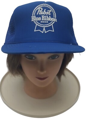 Pabst Blue Ribbon PBR Beer Hat Snapback Mesh Trucker Cap Sportcap VINTAGE