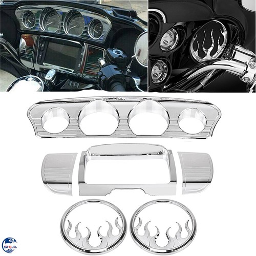 Kuryakyn Tri-Line Gauge Trim Chrome - Dress Up Your 2014-2019 Harley Touring & Tri Glide