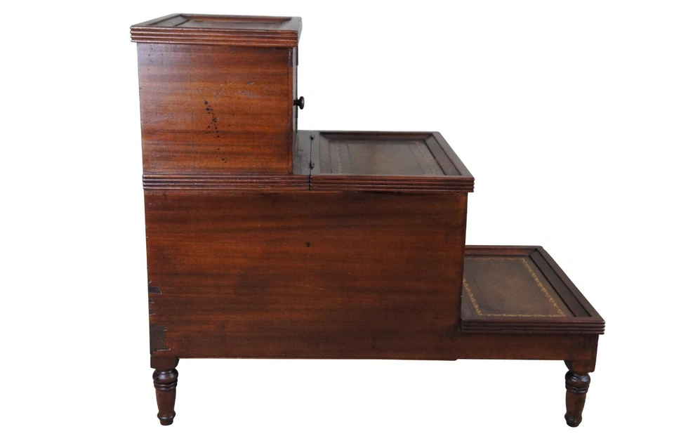 Mesita de noche antigua inglesa Regency caoba escalera escalón cómoda Foto 2 de 4