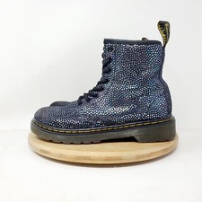 Dr Martens Boots Kids 1 Black Metallic Glitter Zip 8 Eye Boys Girls Shoes 1460