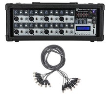 Rockville RPM85 2400w Powered 8-Channel Mixer, 5 Band EQ, Bluetooth Snake Cable
