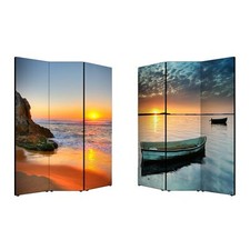 Separe’ Paravento in Tela stampata Fronte Retro bifacciale con 3 Ante in Legno O