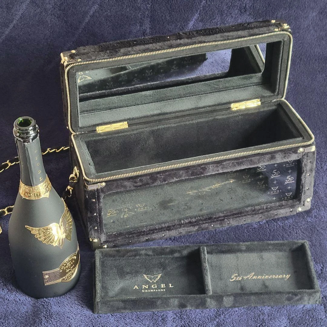 ANGEL CHAMPAGNE NV Brut Black 5th Anniversary Empty Bottle & Box Case Rare