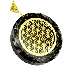 Black Tourmaline Sacred Geometry Orgone Pendant Flower Life Orgonite Necklace