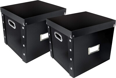Snap-N-Store Vinyl Record Storage Box - 12'' - 2 Pack - Crate Holds up to 75 V...