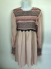 FREE PEOPLE Peach Ruched Dress Long Sleeve XS