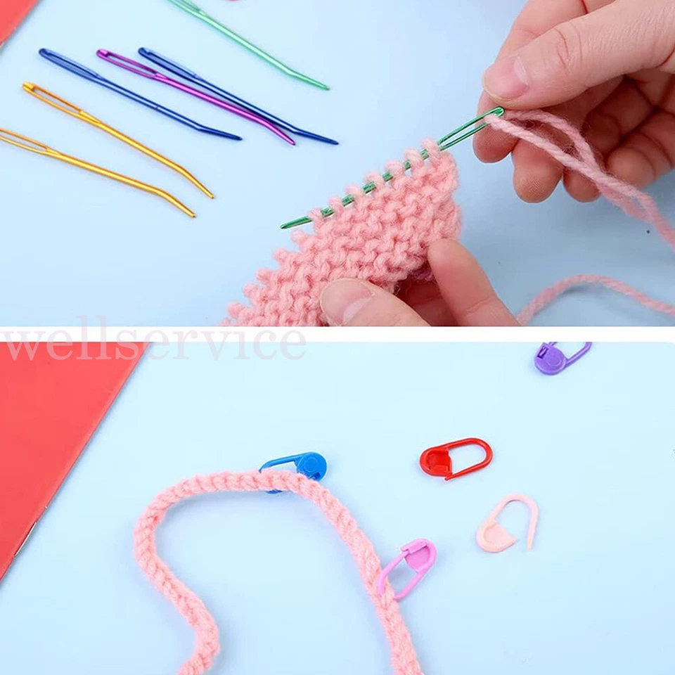 2/10PC Large Eye Bent Tip Needles Knitting Crochet Yarn Darning Needle Aluminium - Image 2 of 4