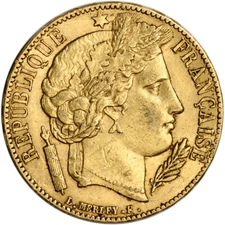 France Gold 20 Francs (.1867 oz) - Ceres - XF/AU - Random Date