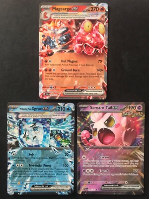 3 x ex Pokemon Karten Twilight Masquerade Magcargo Scream Tail Ogerpon Wellspring