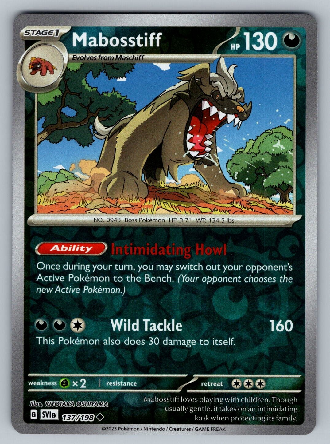 SV01: Scarlet & Violet Base Set #137/198 Mabosstiff Reverse Holo