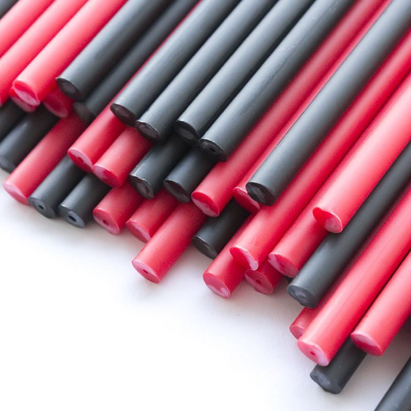 x50 Devilishly Red Plastic Lollipop Sticks 150mm x 4.5mm Red & Black Halloween
