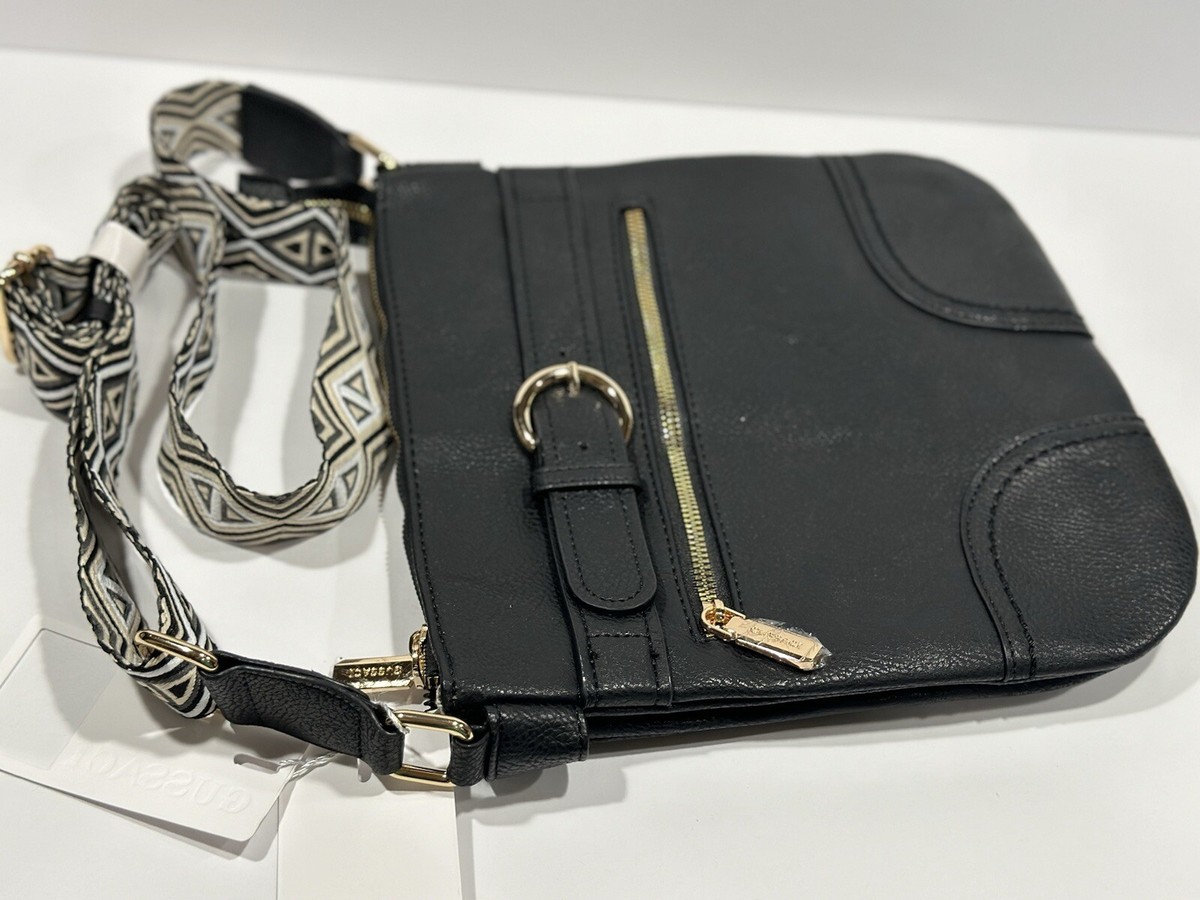 Gussaci Black Leather Crossbody Bag With Gold Plated  NWT❗️ Gussaci Italy black nylon women’s crossbody bag main image 0