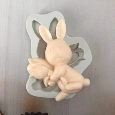 Osterhase Form Silikon Hase Blume Pralinen dekorieren Kuchen Fondant Glasur
