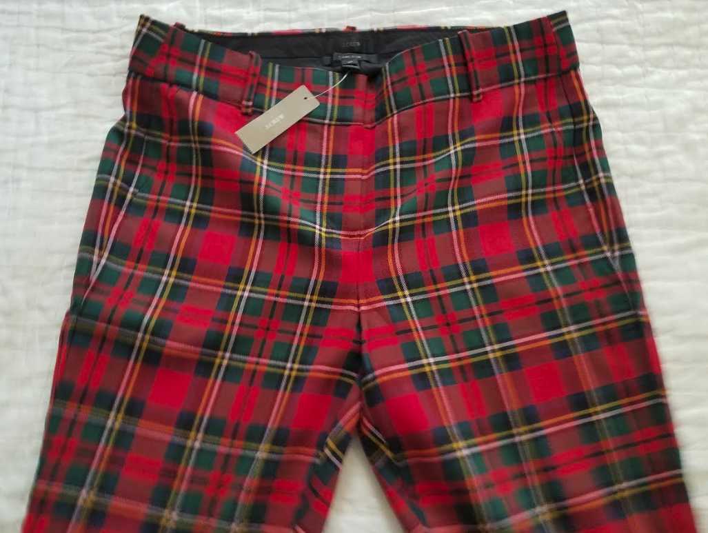 NEW WOMEN'S J CREW CAMERON SLIM CROP PANTS IN TARTAN TWO WAY STRETCH WOOL PLAID