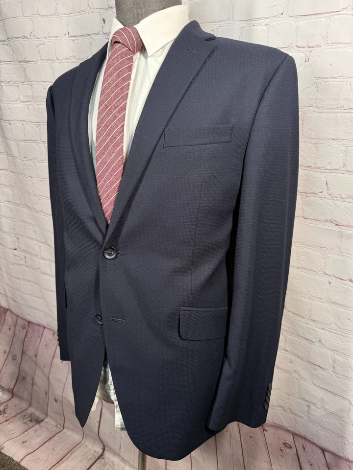 Chaqueta Blazer Abrigo Deportivo KENNETH COLE Para Hombres Azul Marino CALCE CEÑIDO FLEX-FIT Foto 2 de 4