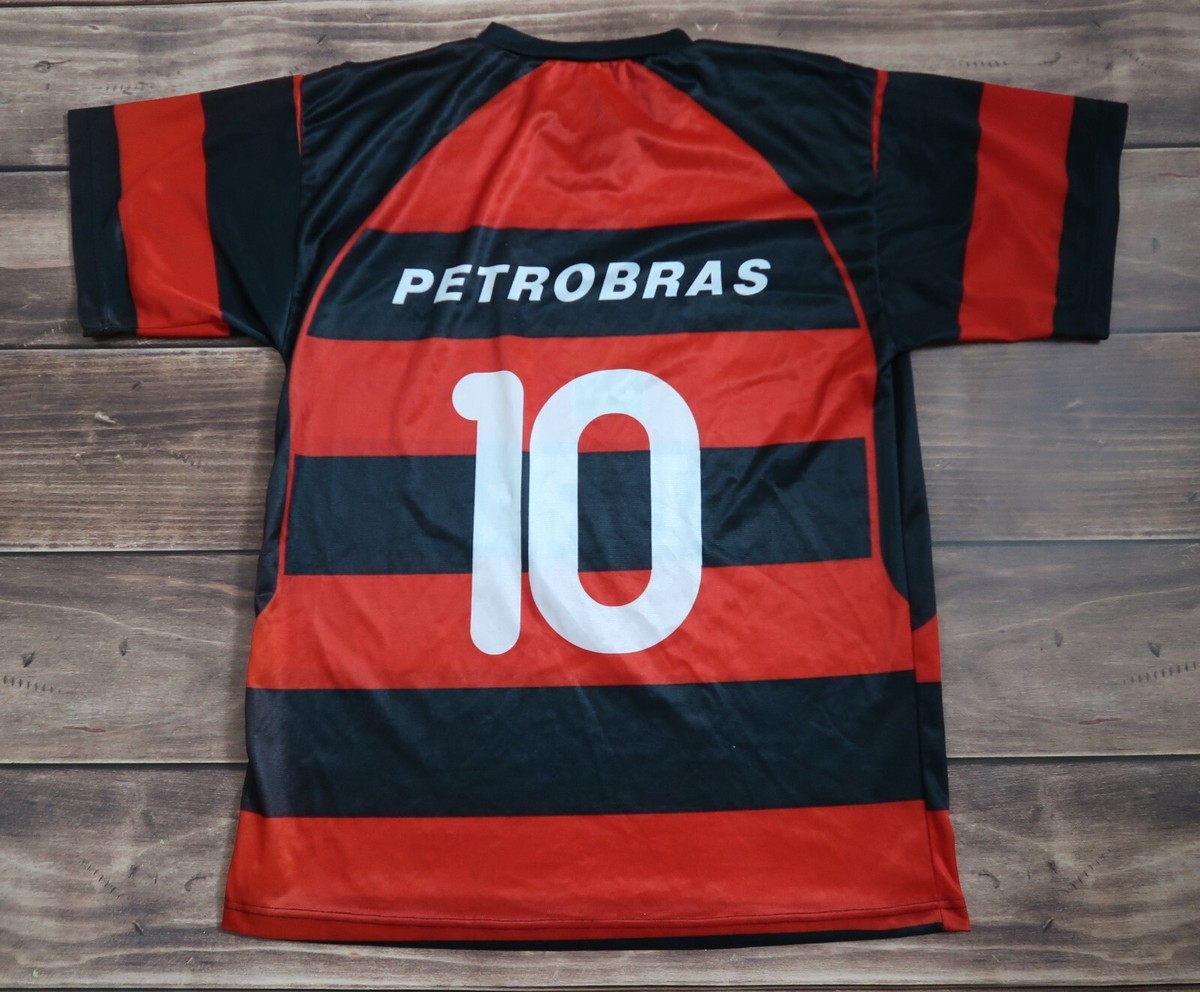 Vintage Soccer Jersey CR Flamengo Brasil #10 Petrobras Shirt, Men