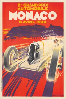 Monaco Grand Prix : 1930 : Robert Falcucci : Archival Quality Art Print