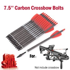 12/24/36pcs Archery 7.5 inch Pure Carbon Crossbow Bolts 2" Vanes Hunting Outdoor