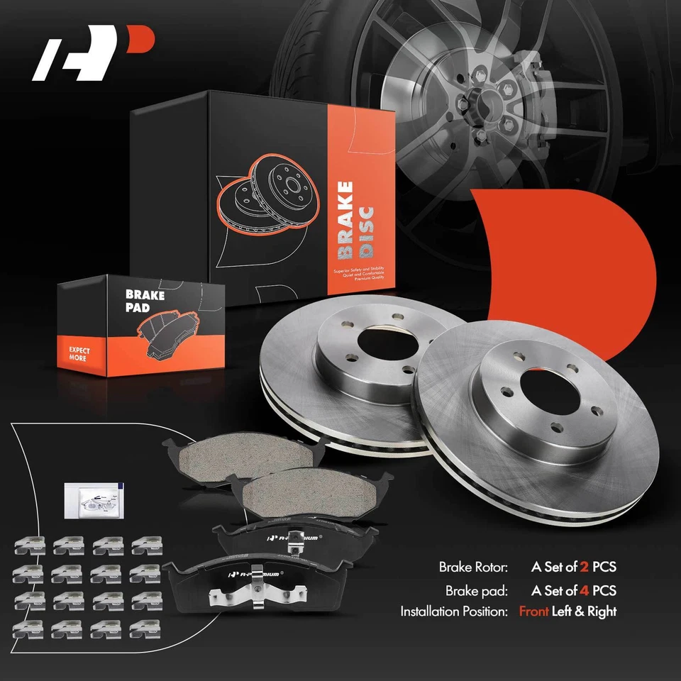 Front Disc Rotors and Ceramic Brake Pads for Concorde Dodge 98-04 Chrysler 300M - Image 2 of 4