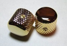 GUITAR KNOBS - Dome Top Knurled Barrel - Solid Metal - Set of 2 - GOLD