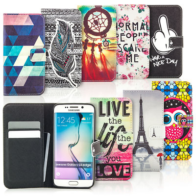 Book-Style Schutz Hülle mit Motiv Design Handy Tasche Flip Cover Slim Case Etui