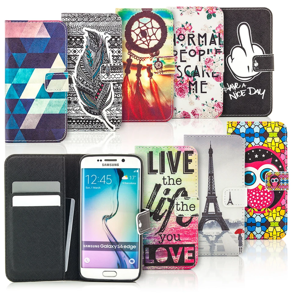 Book-Style Schutz Hülle mit Motiv Design Handy Tasche Flip Cover Slim Case Etui - Bild 1 von 1