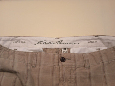 Eddie Bauer Legend Wash, Plaid Cargo Shorts Mens 40x11 Color Browns 100 ...
