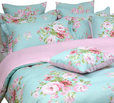 Pink Floral Duvet Cover Set with Hidden Zipper - Queen Size 3 Pieces