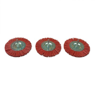 4'' Nylon Flat Brush 1/4'' Shank Coarse 3 Pack  Abrasive Drill Brush Wheel 
