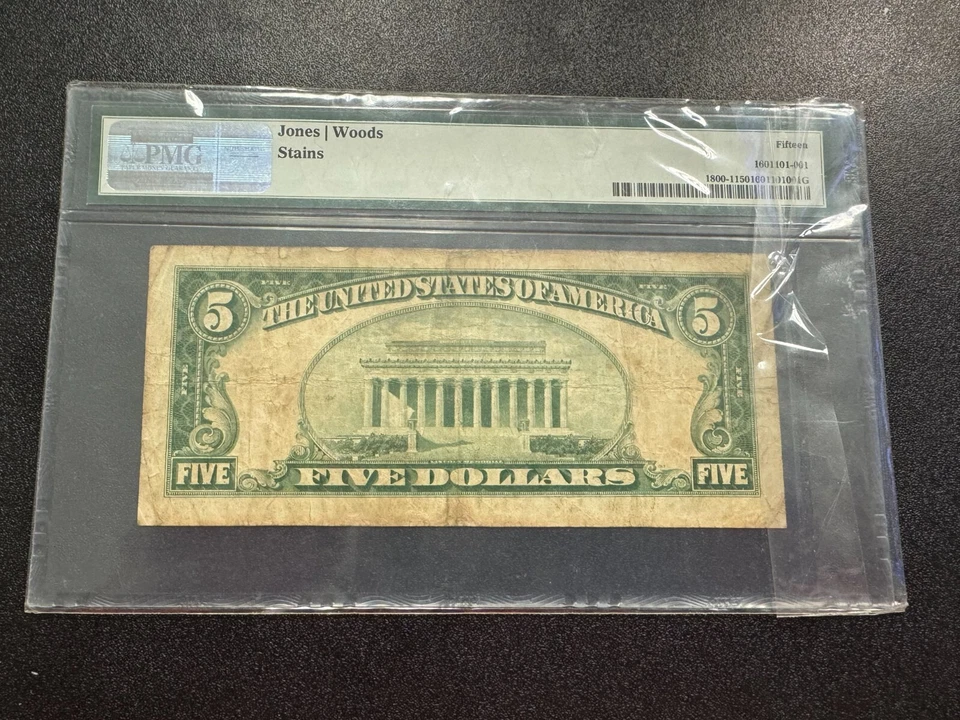 $5 1929 The Florida NATIONAL BANK Bartow Florida CH#13389, Ty. 1 PMG 15 - Image 2 of 2