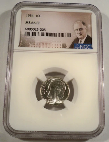 1954 NGC MS66FT ROOSEVELT DIME 10c MS 66 FT FULL TORCH