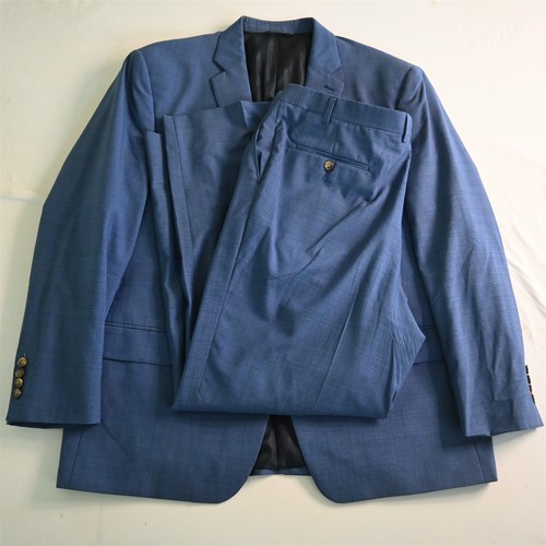 Ralph Lauren 48R 40x32 Blue Sharkskin 100% Wool Mens Jacket Pants Suit