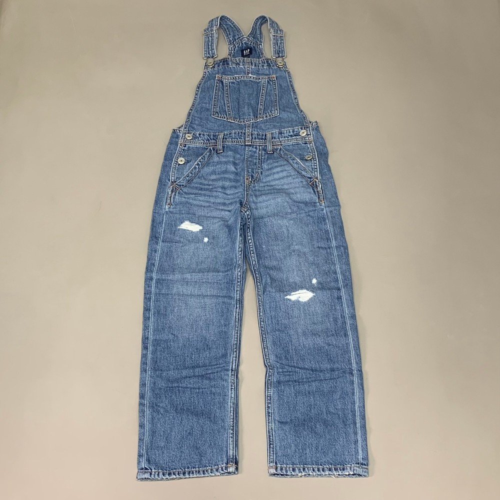 GAP Kids Loose Medium Wash Overalls Denim Blue Sz MD/8 0002