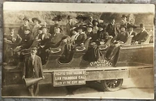 Pacific Sightseeing Co San Francisco California People in Bus Postcard RPPC B175