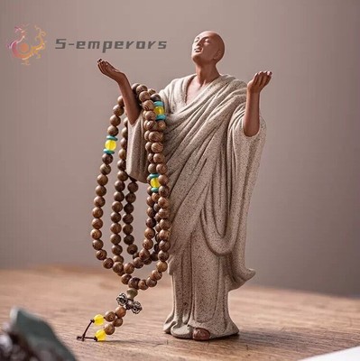 Chinese Zi Sha Clay Heavenward Monk Statue Buddha Buddhism Zen Standing Figure
