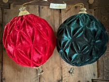 Holiday Elegance Velvet Large 6x5 inch Imperial Ornaments Green  Red New