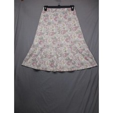 Calico Pink Gray Floral Vintage Boho Chic Aline Skirt Womens Size Large