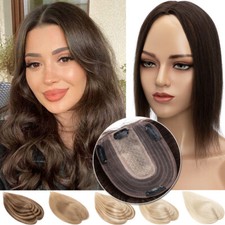 Silky Base Clip In 100 Human Hair Topper Top Piece Toupee Extensions Loss Hair
